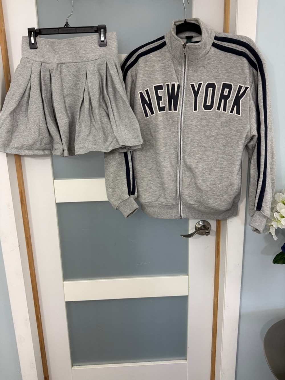 wild fable Gray New York Zip-Up Track Jacket XXS with skirt S